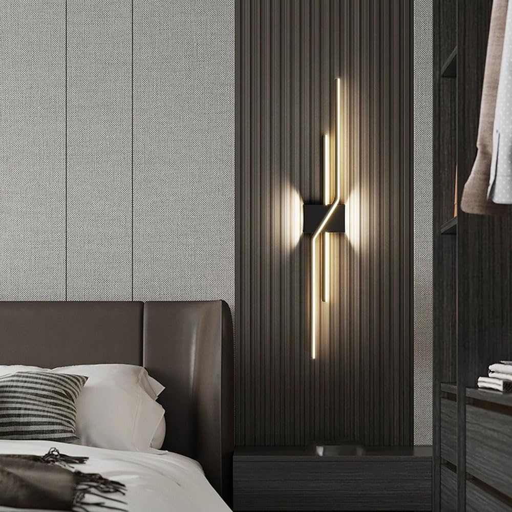 Lampada da Parete Lineare A LED, Apparecchio di Illuminazione A Striscia Lunga per Interni, Applique Dimmerabile/Luce sul Comodino della Camera da Letto, Installazione del Cablaggio Richiesta