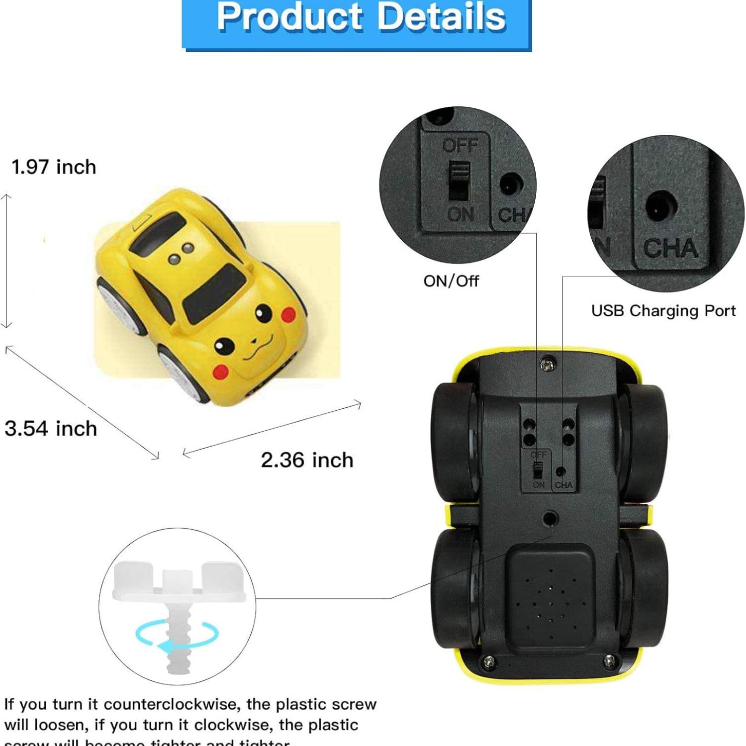 Ruzarth 2.4GHz RC Cartoon Car for Kids | Auto Follow Track Sensor Mode, Obstacle Avoidance, Music & Lights | Remote Control Toy Car for Best Gift Toddlers Boys Girls. (Yellow) 2