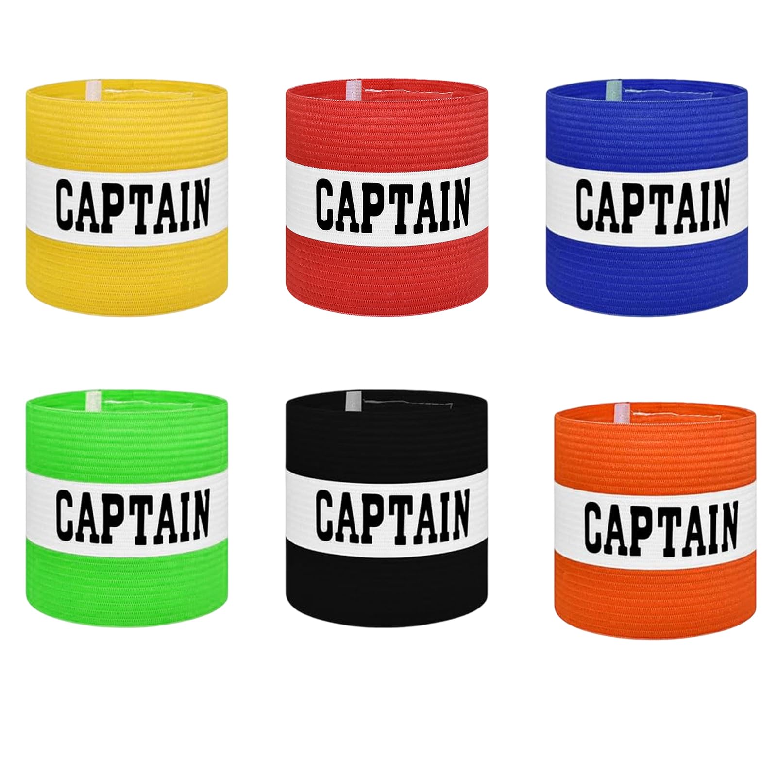 iuiiaii 6 Pcs Captains Armband Set, Captain Armband Football Boys Armbands Football Adjustable Multicolor Elastic Sports Arm Bands For Football Training Youths For use by those aged 15 and above