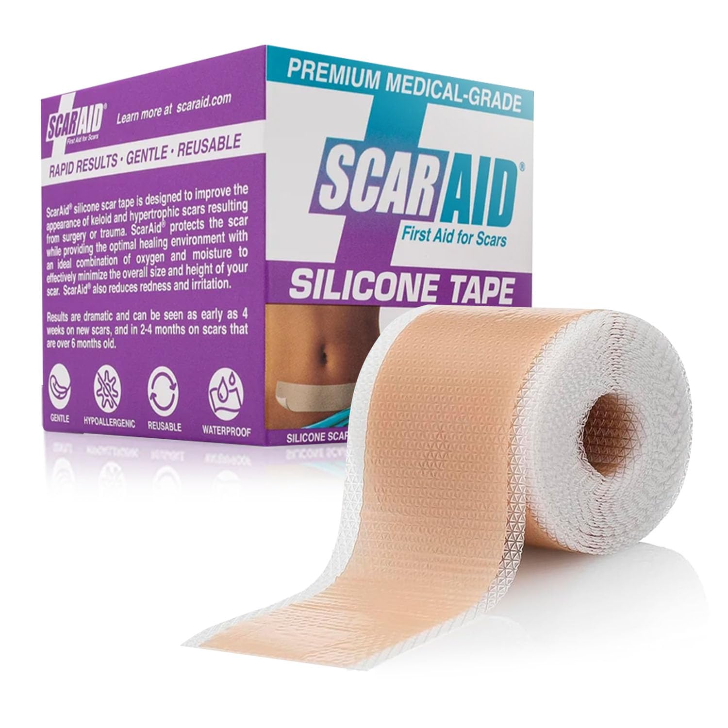 Custom-Fit Silicone Scar Tape – Washable & Reusable Silicone Tape for C Section, Keloid, Mastectomy, Acne, Surgical Scars & More - Flexible, Breathable & Gentle on All Skin Types – 1.5" x 120" Roll