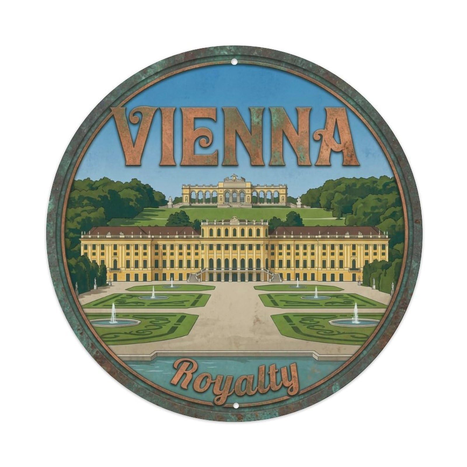 Vintage Travel Vienna Austria Luxury Metal Tin Sign