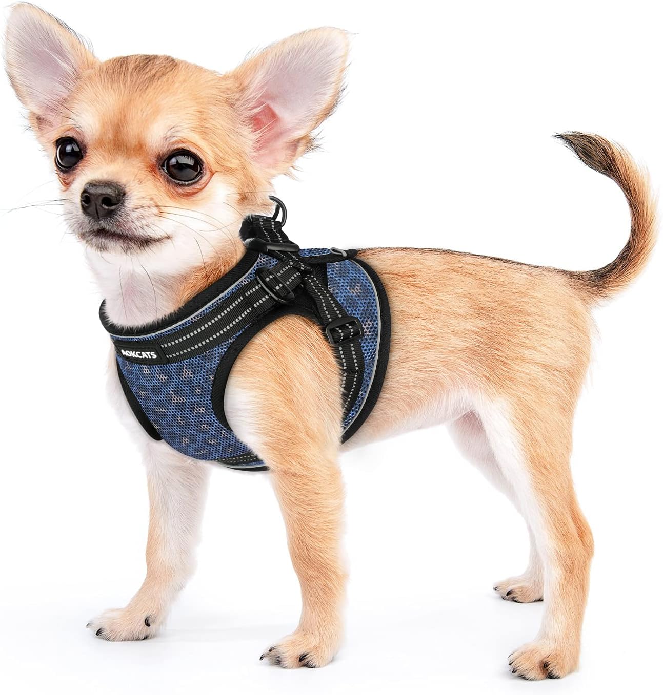 AOKCATS Small Dog Harness, Soft Adjustable Puppy Harness No Pull No Choke Dog Vest Harness Reflective Comfort Padded for Small Medium Dog Walking