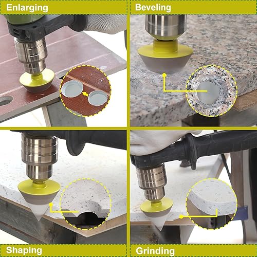 Miniatura 3 de Brocas biseladoras de diamante de 1-38 pulgadas (1.378 in) SANLEETEK con vástago hexagonal para dar forma a la ampliación, molienda, agujeros