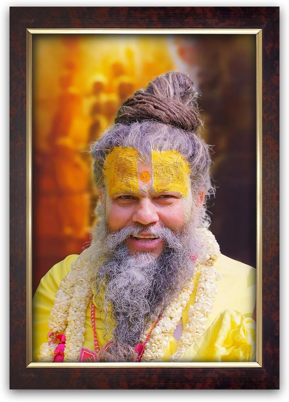 Premium Sparkle Lamination, Premanand Ji Maharaj Photo Frame, Copper Gold, 11x14 Inch 324