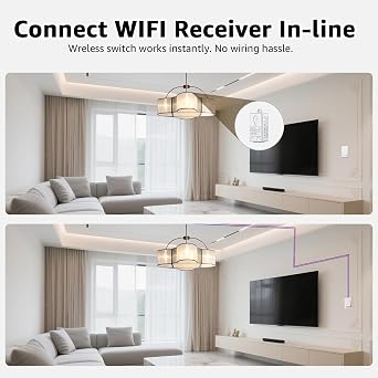 NineLeaf Wireless Light Switch Kit,2.4G WiFi App Remote & Handheld Switch