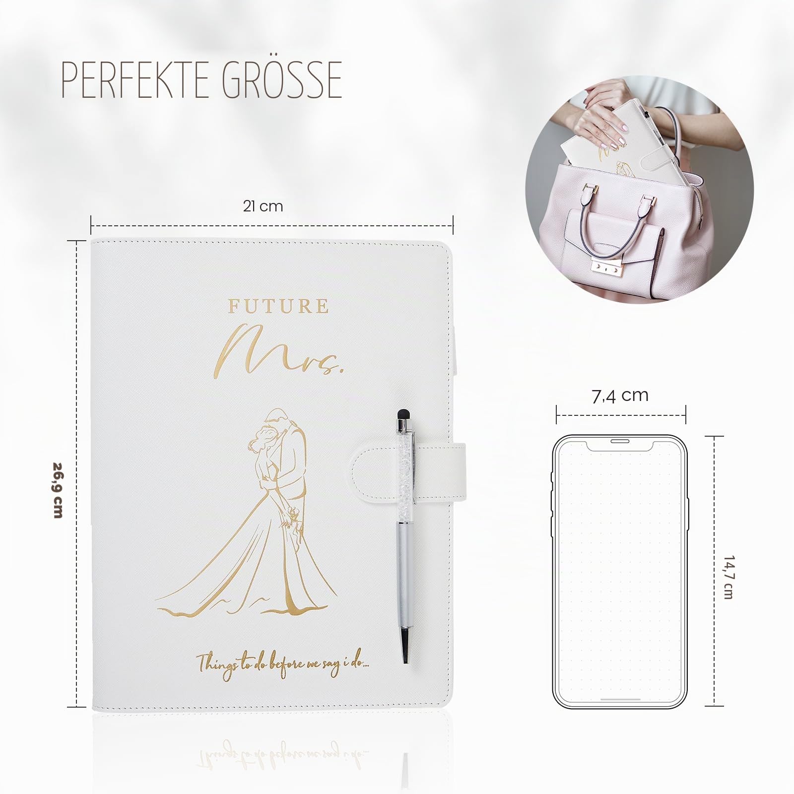 AW BRIDAL Hochzeitsplanerbuch und Organizer für die Braut, Leder-Hardcover, Hochzeitsplanungsbuch, Budgetplaner mit Stift, Geschenk für die zukünftige Braut, Verlobung, Hochzeitsgeschenke für Paare,