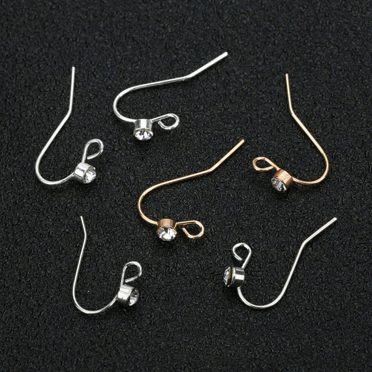 DIY U-Shaped Ear Hook Earrings for Women, 20pcs Golden Rhinestone image 2