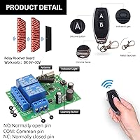 Vista 5 de DieseRC DC 12V 24V 30V Interruptor de control remoto seguro universal inalámbrico 433Mhz RF Placa receptora de relé de 10A con 2 llaveros