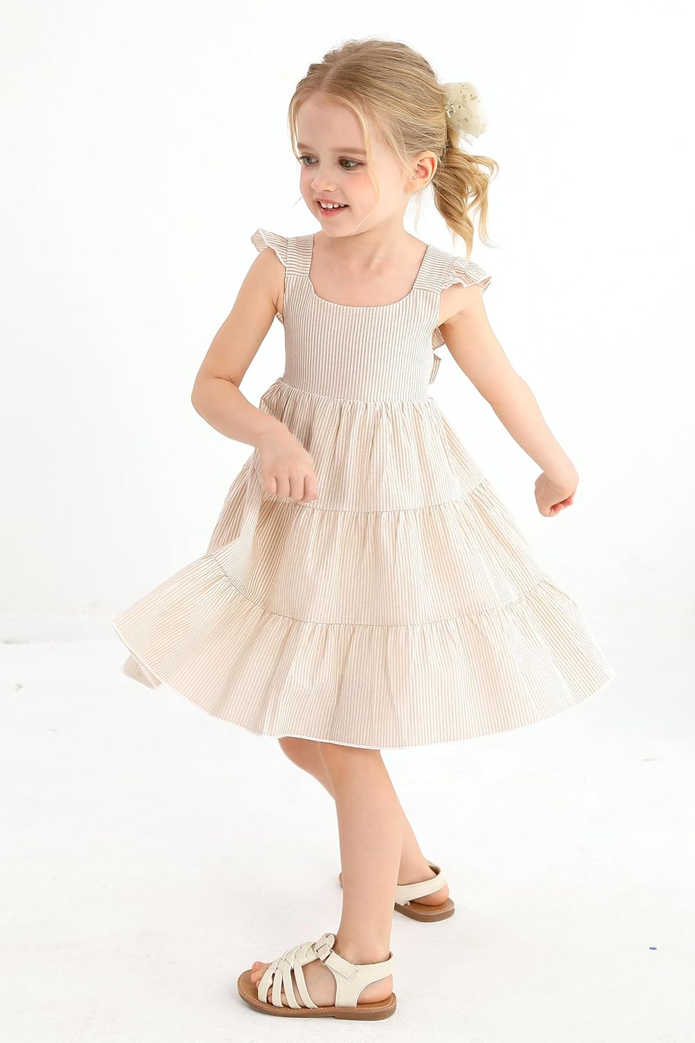 YOUNGER TREE Toddler Baby Girls Dress Summer Ruffle Sleeve Halter Casual Kids Beach Sundress - Image 2