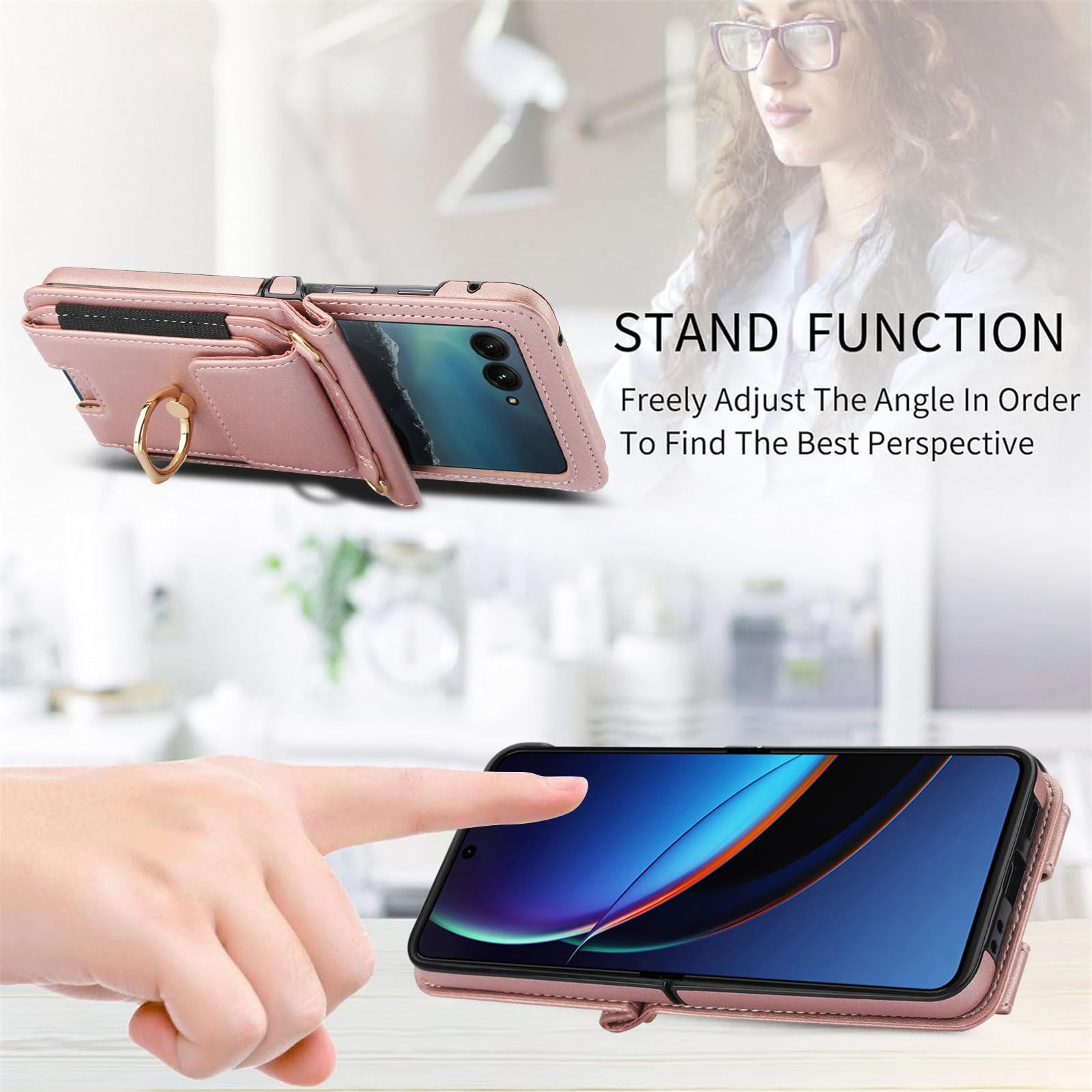 Custodia Blackview A80 Portafoglio Pelle | Magnetica, Con Slot Carte E Cavalletto, Rosa