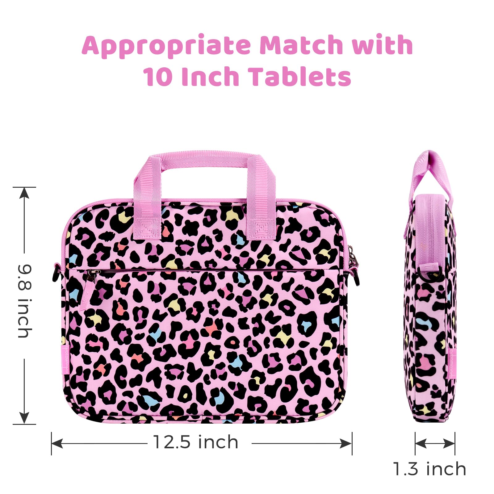 Choco Mocha Housse de protection universelle pour tablette enfant 12,5" - Pour Amazon Fire7-10, Galaxy Tablet, Apple iPad, Kindle, Léopard rose