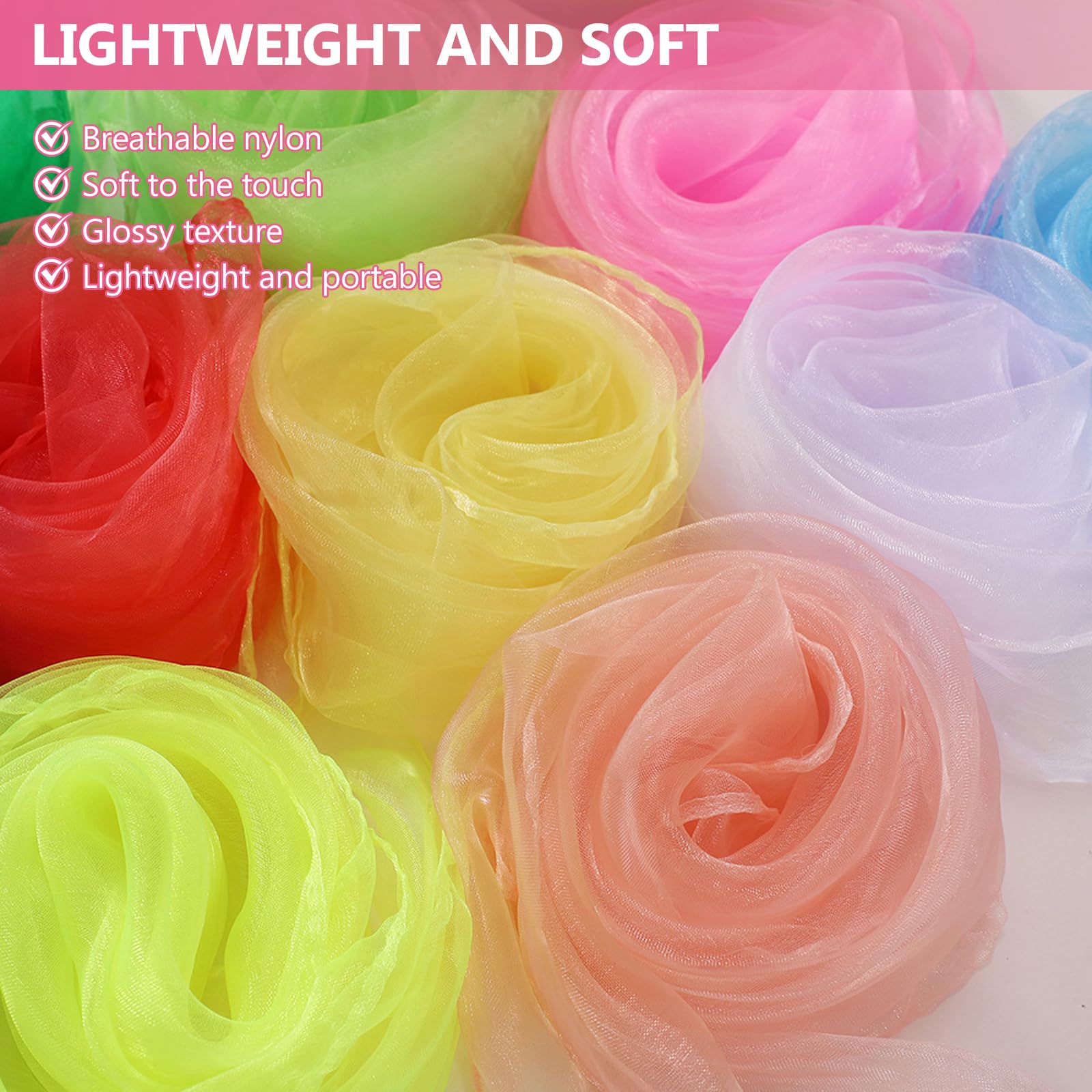 Pañuelos de Malabares Multicolores 60x60cm para Danza Espectáculo Infantil 20 Piezas