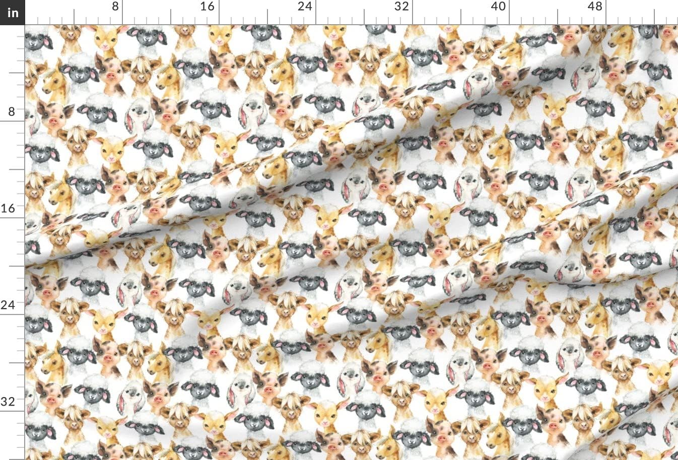 Spoonflower Fabric - Animals Lamb Highland Cow Scottish Printed on Chiffon Fabric by The Yard - Sewing Fashion Apparel Dresses Home Decor