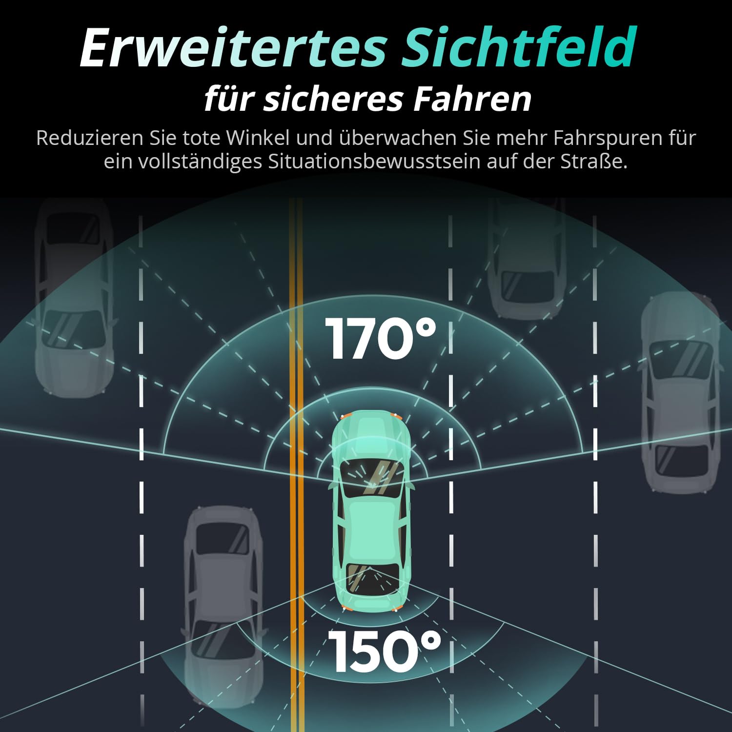 BOTSLAB 4K Dashcam Auto Vorne Hinten mit STARVIS 2 Sensor, WDR Dual-Kanal, 64GB SD-Karte, Super Nachtsicht, Sprachsteuerung, 5,8GHz Wi-Fi, GPS, bis 256GB