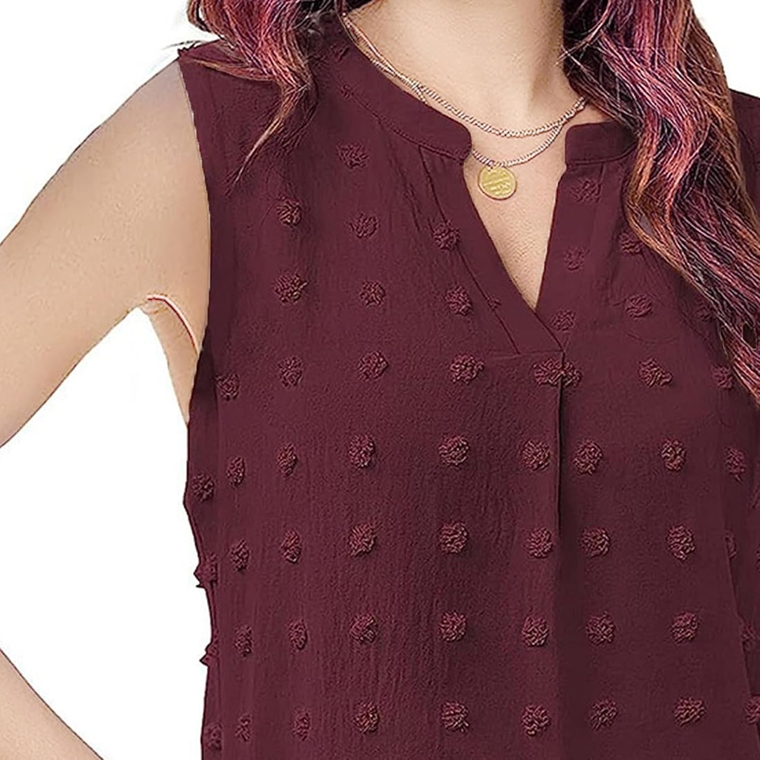 Womens Swiss Dot Tank Tops 2024 Summer V Neck Dressy Casual Shirt Sleeveless Blouse Solid Basic Vest Camisole