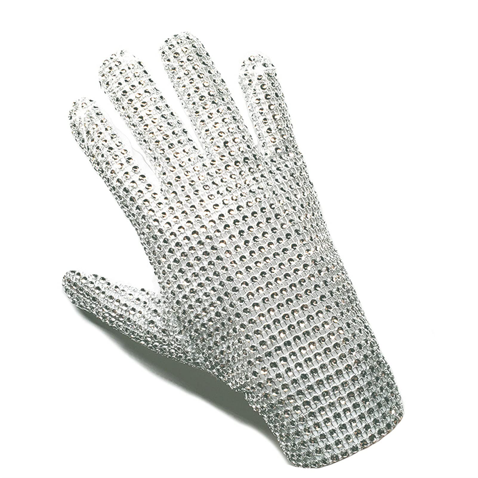 Rhinestone Glove Silver Sequin Dance Gloves Classic Diamond Rhinestone Punk Glove… (Left Hand Glove)