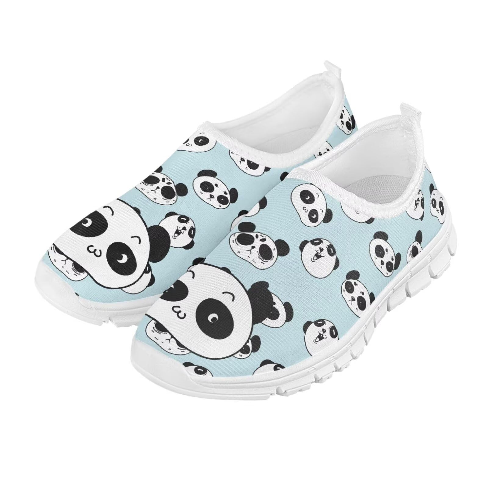 Cugasmaru Blue Panda Boys Shoes Size 1.5 Little Kid Slip On Tennis Shoes Floral Shoes for Girls Fashion Design Athletic Running Shoes Kids Outdoor Travel Shoes