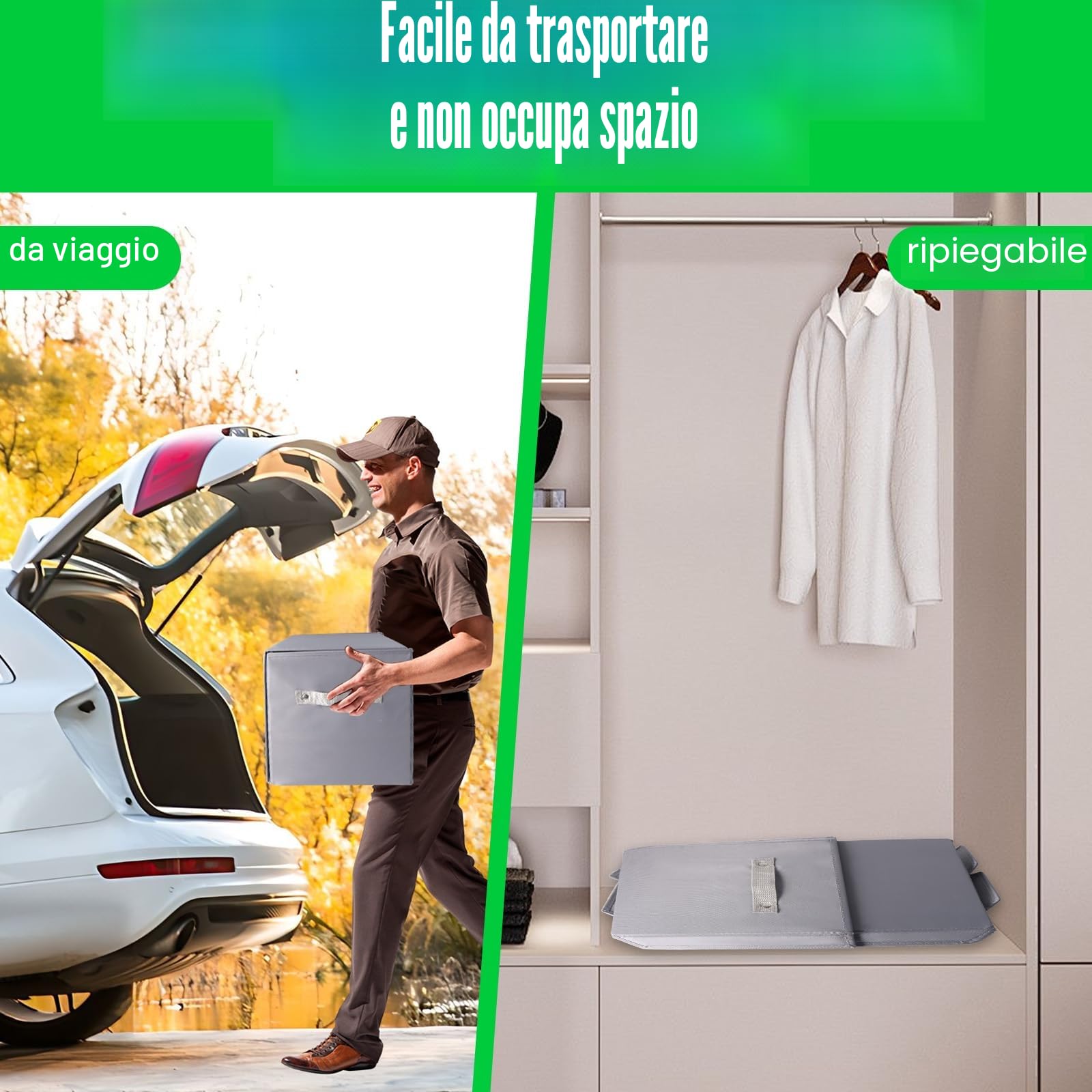 Scatola Portaoggetti per Auto Giocattolo, Pieghevole Garage per Bambini con Tappetino da Gioco, Baule Portagiochi Bambini con Coperchio