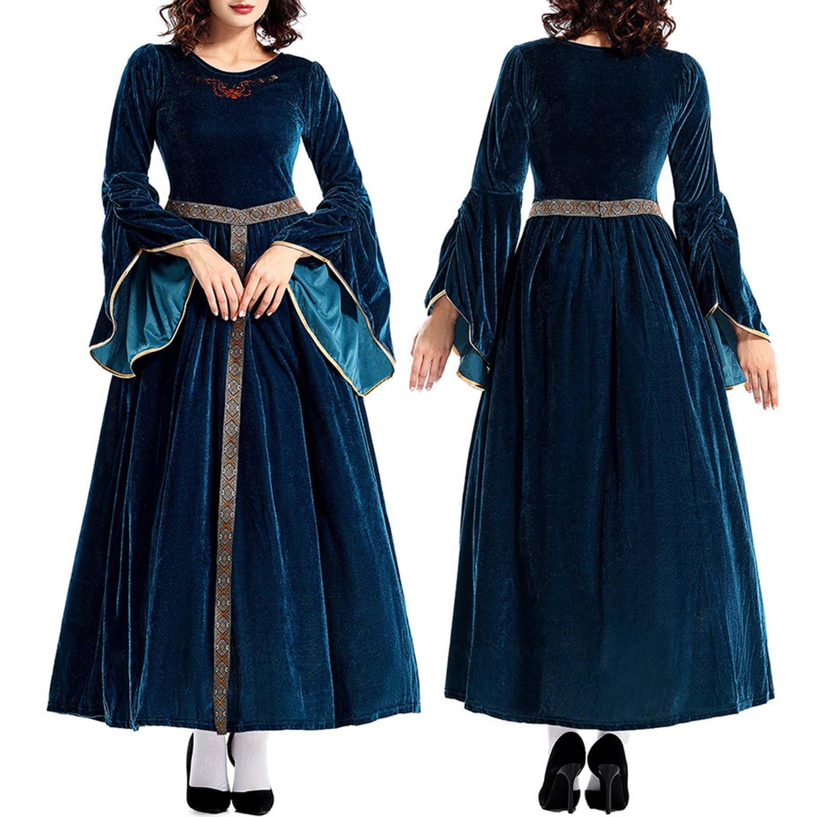 Costume di Halloween retrò con maniche a tromba, abito medievale al centro