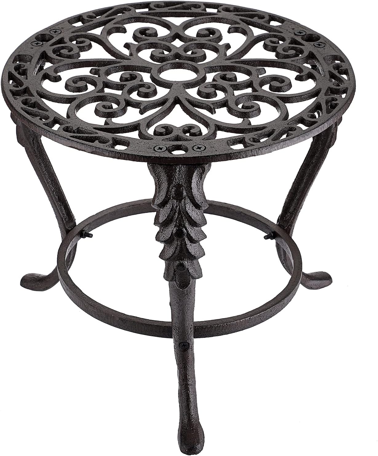 OwnMy Heavy Duty Cast Iron Plant Stand Vintage Iron Flower Pot Holder, Rustic Decorative Round Potted Plant Stand Rack, Indoor Outdoor Metal Plant Holder for Home Garden