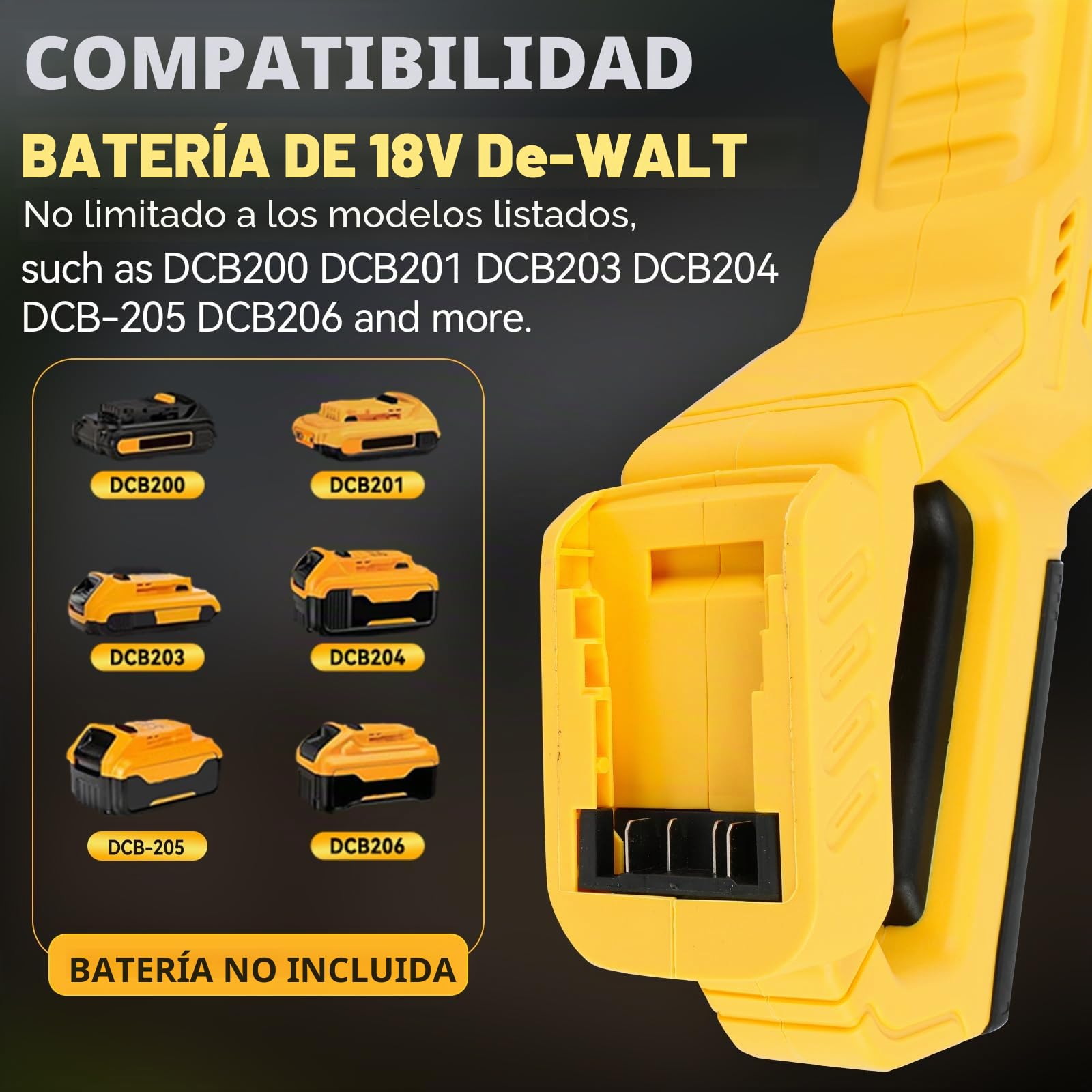 Hidrolimpiadora sin Cable para DeWalt 18-20V Batería, 21000RPM 1000 PSI Hidrolimpiadora portátil de Mano con Boquilla 6 en 1 para Limpiar Suelos de Coches Vallas Paredes (sin batería)
