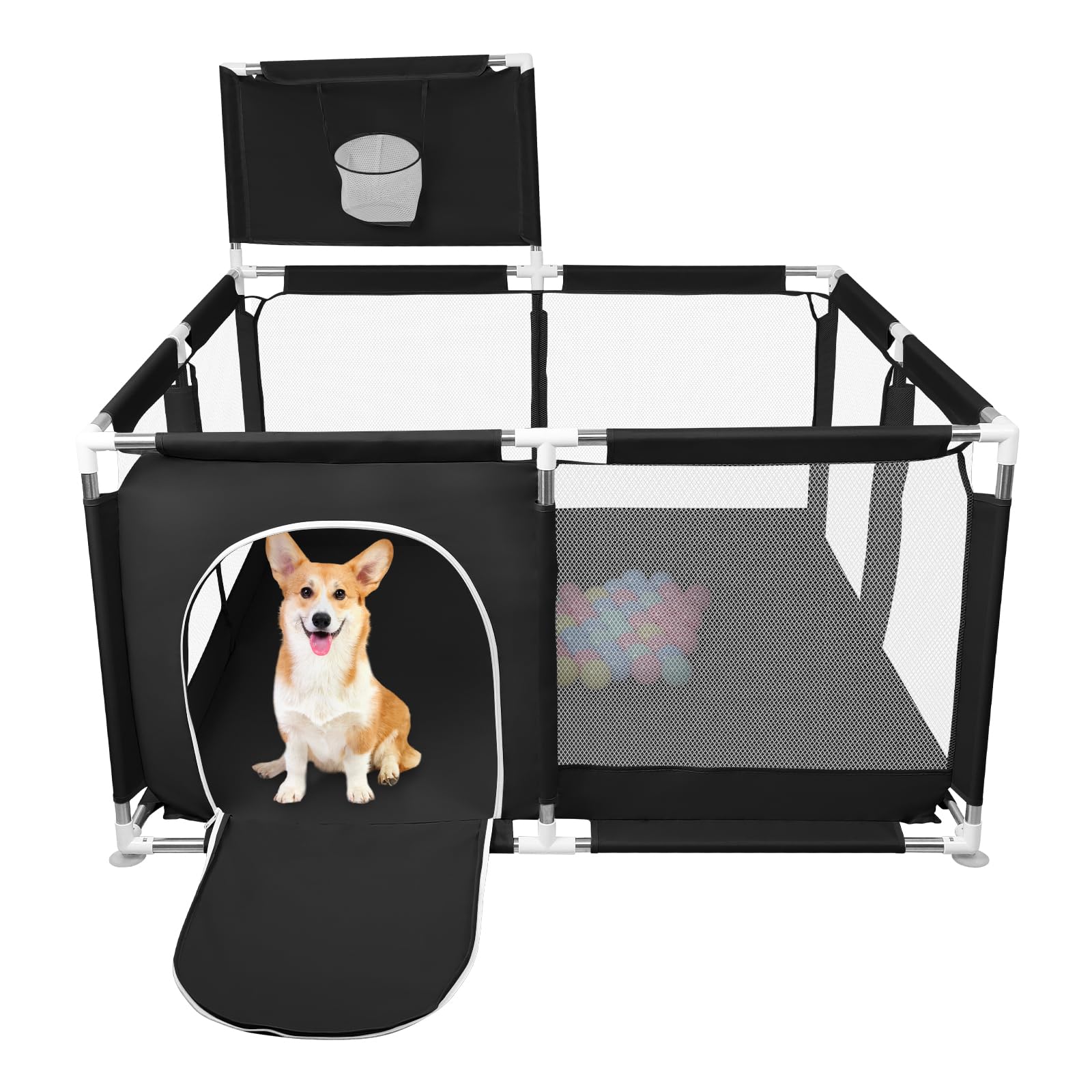 Box per Bambini con Succhiatori, Versione potenziata 2025 Recinto per Baby Tessuto Oxford 300D, Centro Attività per Bambini, Facile da Montare e da Pulire-126 * 126 * 66 cm - Nero
