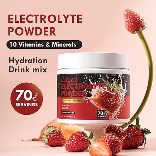 Miniatura 8 de Polvo de hidratación de 70 porciones de electrolito de fresa en polvo con minerales traza