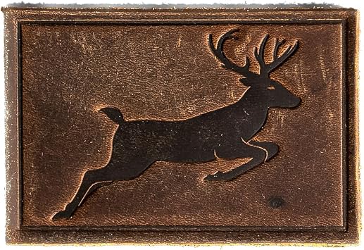 Deer Leather Patches with Optional Hook Side Fastener Added, 100% Full Grain Leather, Rectangle, 3" x 2" Patch Only, Rustic Brown