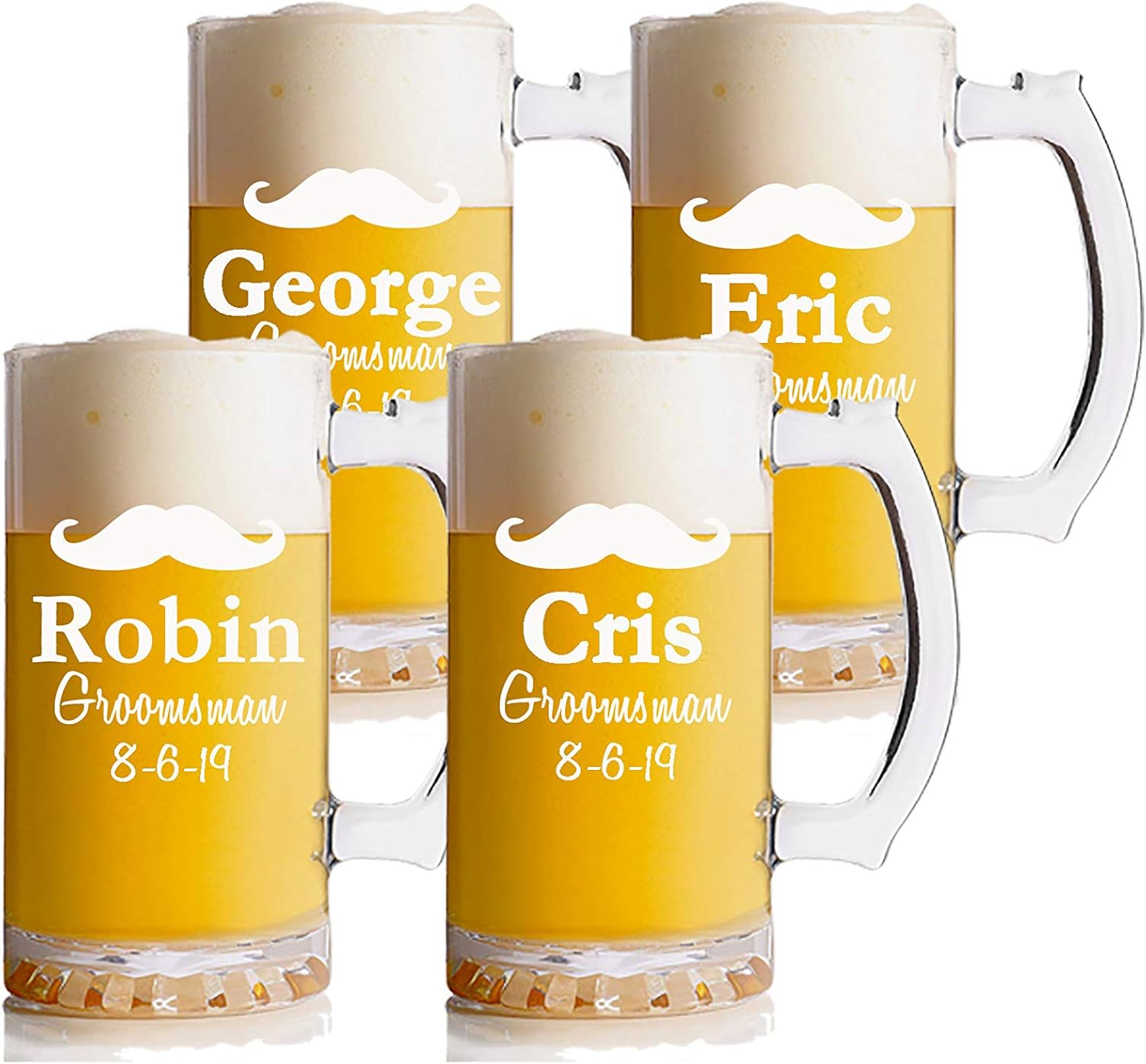 Groomsmen Mug For wedding, Personalized Beer Mug, Customized Beer Mug, Set of 4 Pint Beer Mug