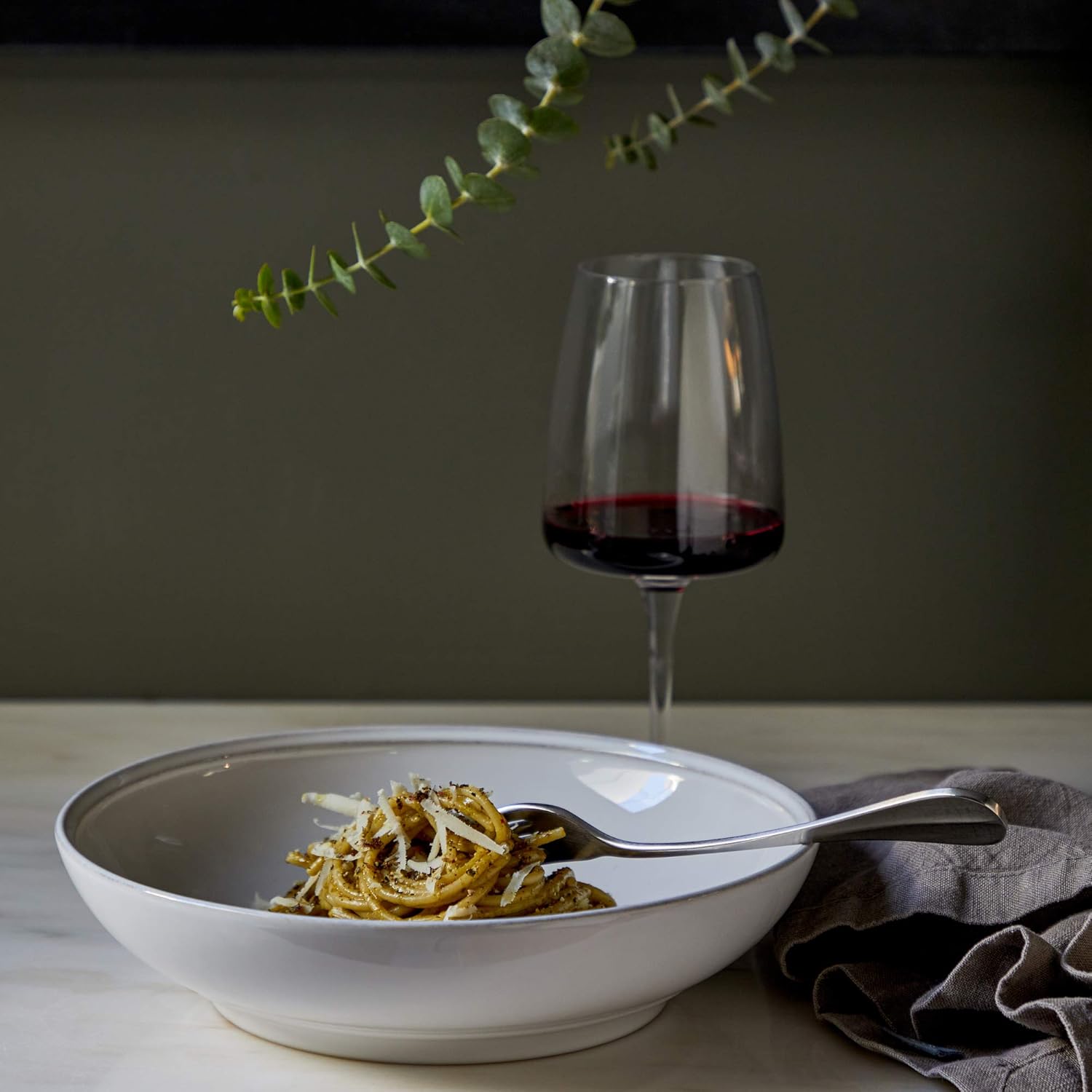 Costa Nova Ceramic Stoneware Soup & Pasta Bowl - Friso Collection, White | Microwave & Dishwasher Safe Dinnerware | Food Safe Glazing | Restaurant Quality Tableware