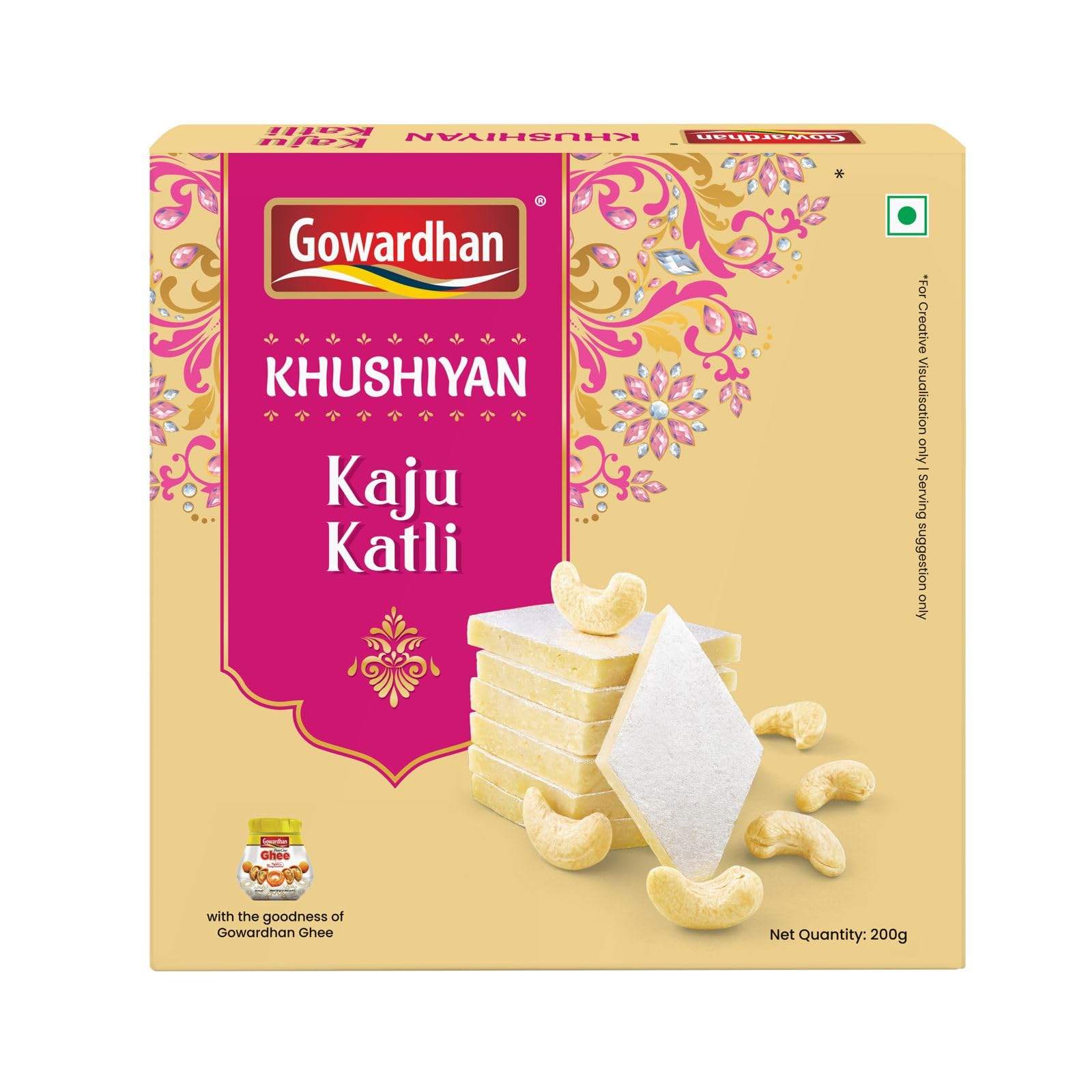 Gowardhan Khushiyan Kaju Katli 200g made form Pure Cow Ghee-image-33