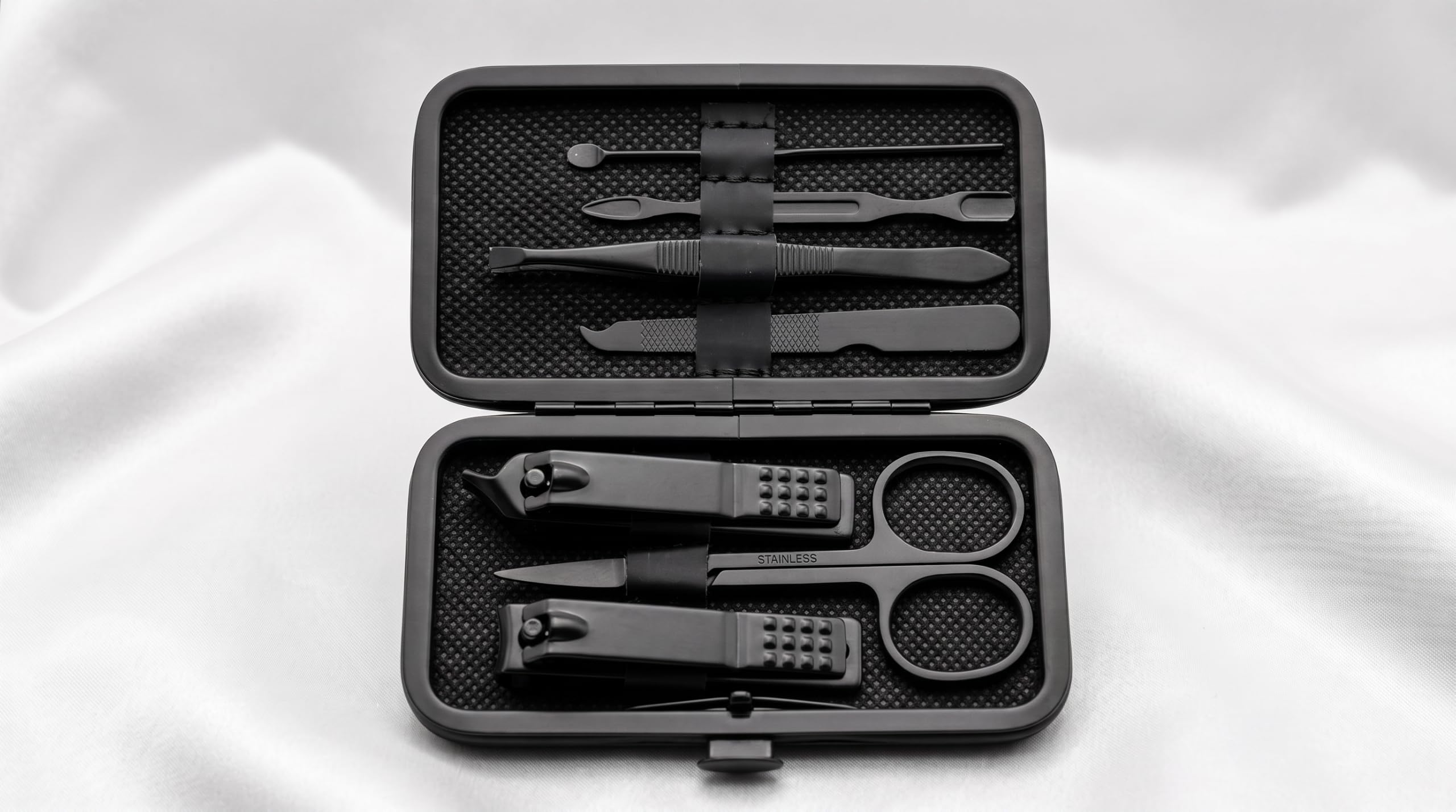 Manicure Set with Travel Case, 7-Piece Stainless Steel, Black | Nail Clippers Included, Nail Scissors Included, Compact Travel Case, Cuticle Tools Included, Unisex Grooming Kit-image-39