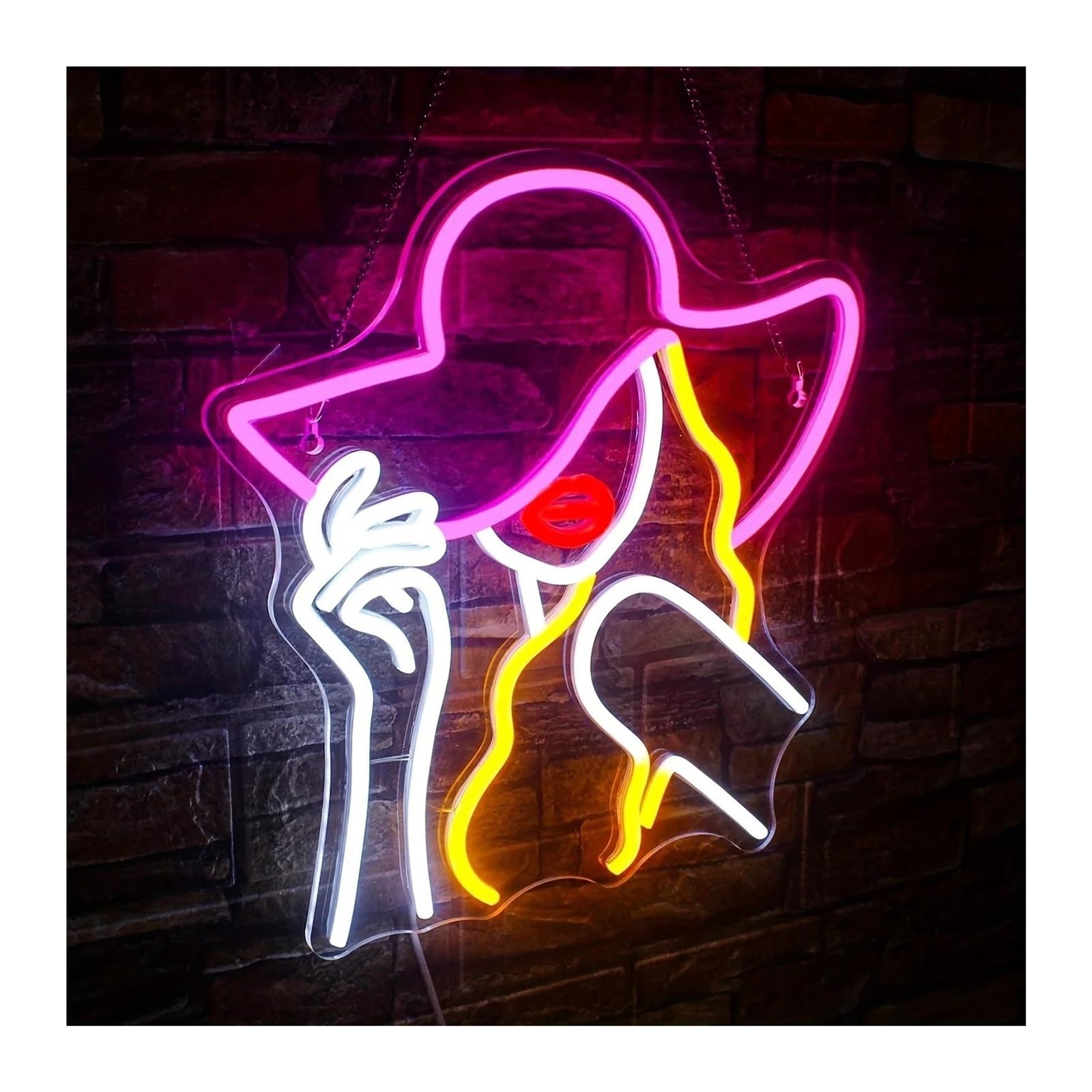 LEMST Sign Lamp Cowboy Girl Neon Signs, Bedroom, Girl Room, Laundry, Bar, Shop Decoration 34.8x34.6cm