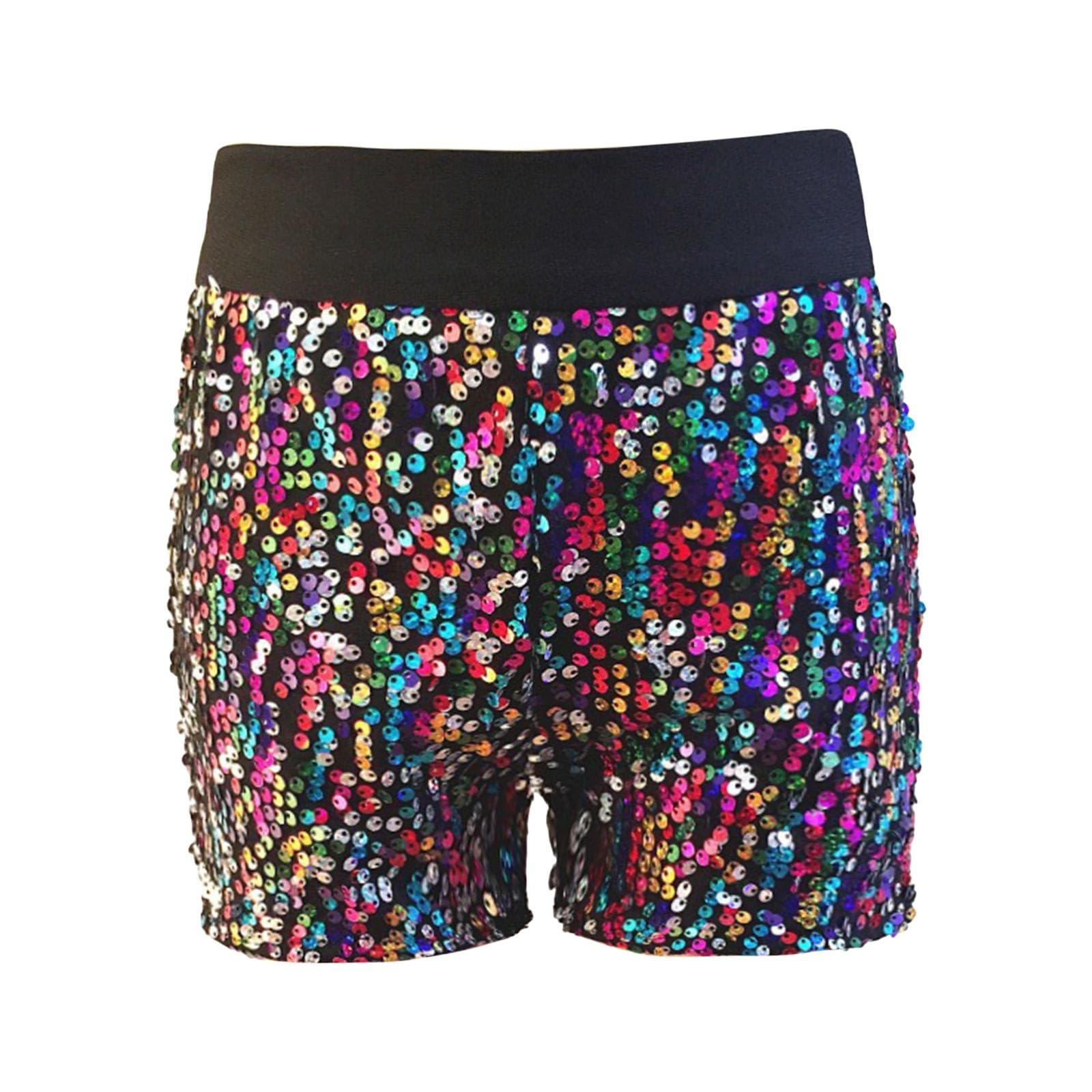 Mädchen Pailletten Glitzer Shorts Tanzshorts Glänzende Hotpants Pailletten Hose Kurz Mädchen Short Elastic Waist Shorts Pants Party Short Tanz Kostüm Clubwear Für Karneval