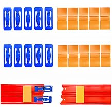 10 Blue Track Connectors & 10 Orange Double Lane Compatible with Hot Wheels | 20 Pack Racetracks Replacement Pieces for 164 Vehicle & Slot Car Race Track Builder, Birthday Gift for 5-12 Years Old