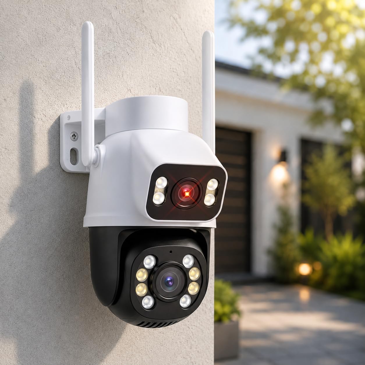 Câmera de Segurança IP Externa Dupla Lente 3MP+3MP Visão Noturna IP66