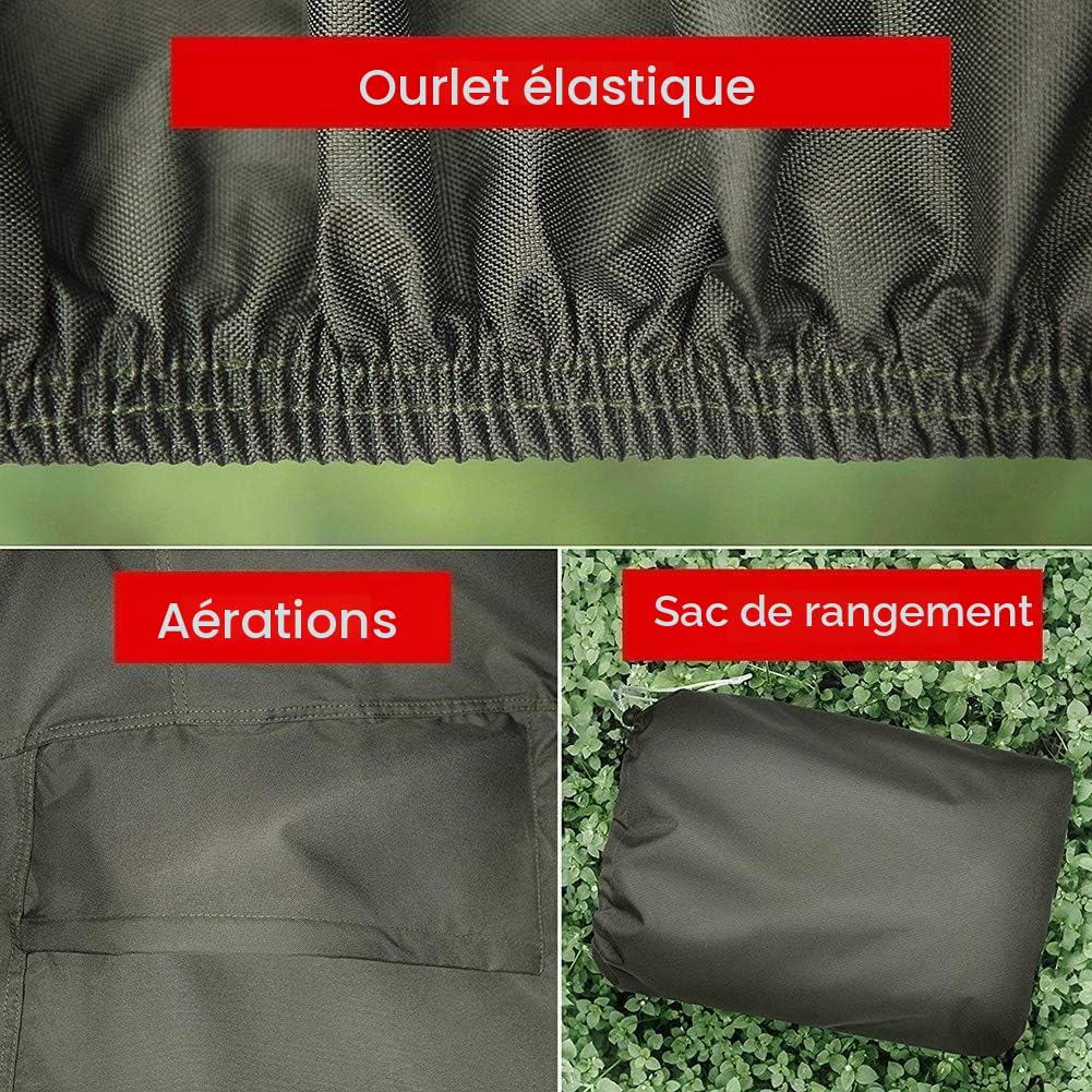 Housse de protection imperméable pour tondeuse autoportée en tissu Oxford 210D avec sangles réglables Vert