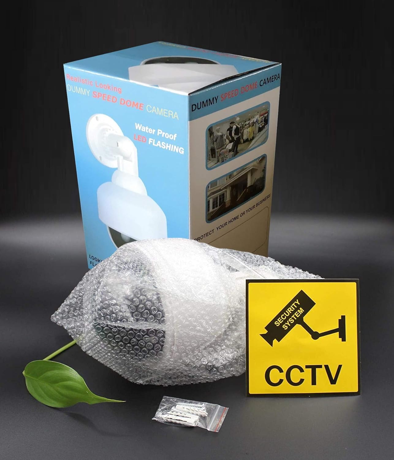 O&W Security 2 Dummy telecamere finte professionali a cupola per esterni con obiettivo cavo