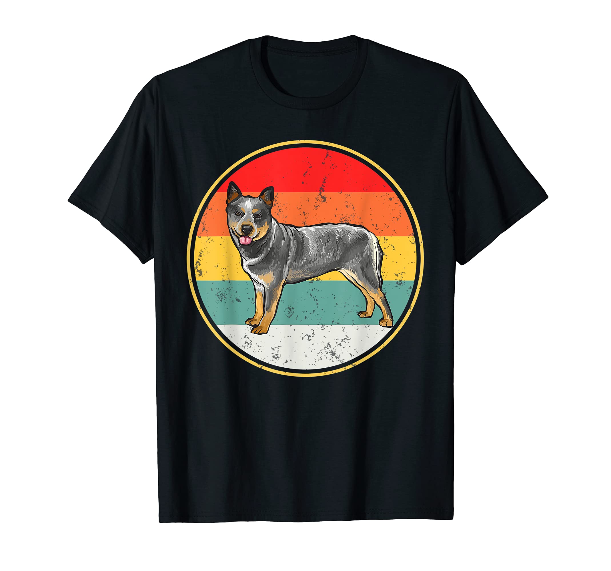 Vintage Retro Sunset Australian Cattle Dog T-Shirt, Black