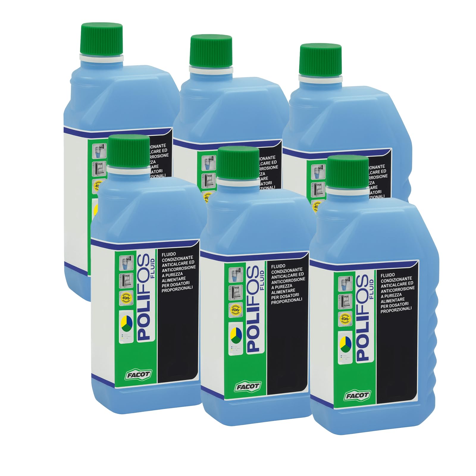 Facot POLIFOS FLUID Polifosfato Liquido Anticalcare Anticorrosione per Caldaia e Impianti Idrici, uso Alimentare, ideale per Acque Dure, compatibile con tutte le Pompe Dosatrici, 6 KG