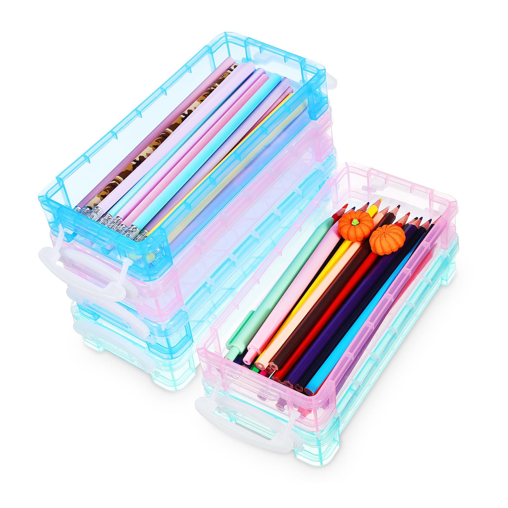 6piezas Estuche Transparente para Lápices De Colores Estuche De Plástico Apilable para Rotuladores Organizador para Artículos De Arte Clase Almacenamiento para Lápices De Colores