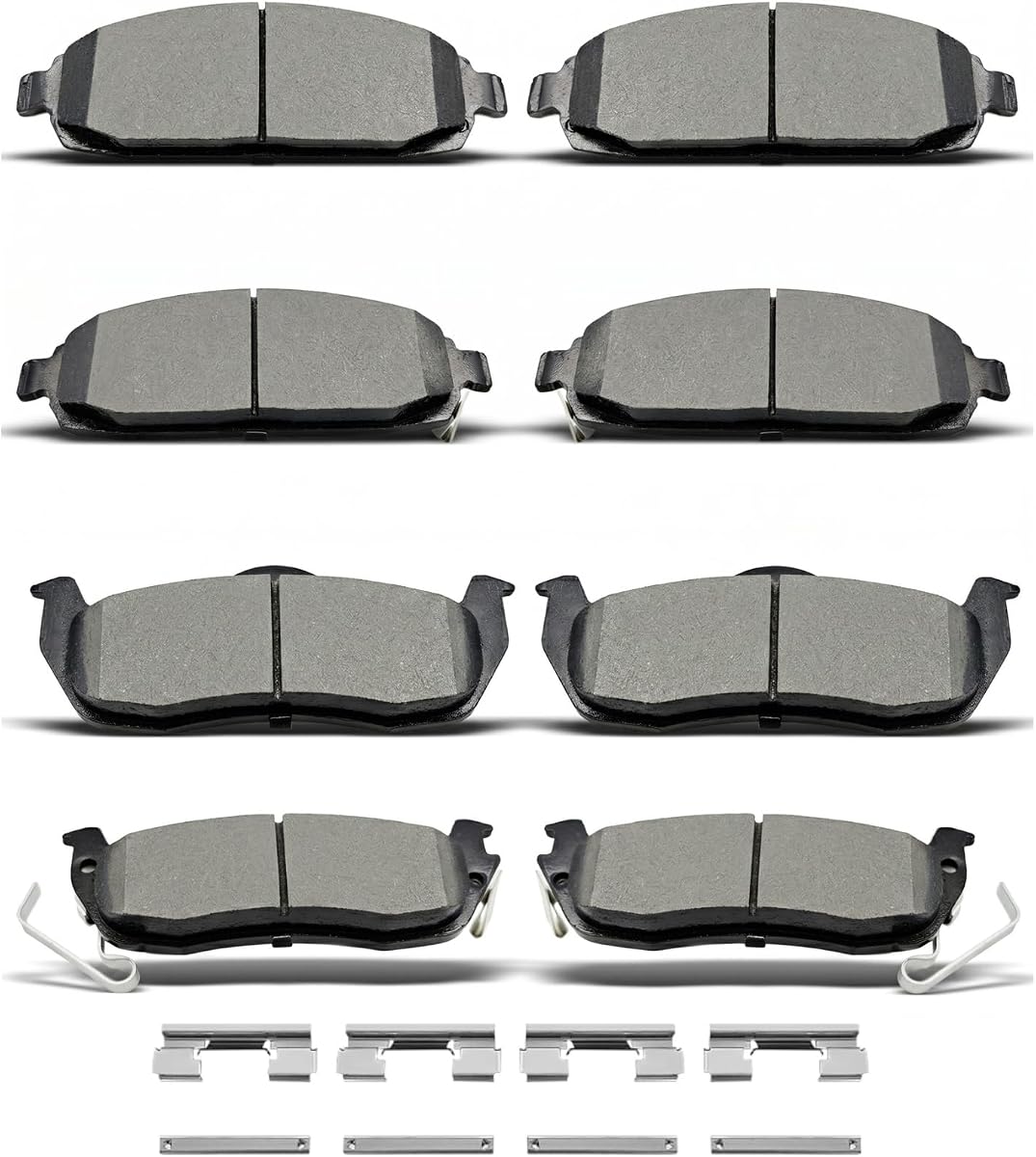 Front Rear Brake Pads w/Clips Fit for Jeep Commander,Jeep Grand Cherokee | D1080 D1041 for 2006-2010 Jeep Commander,2005-2010 Jeep Grand Cherokee,8pcs,Ceramic,Squeal Free Low Dust
