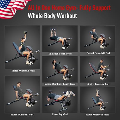 Miniatura 7 de HARISON Adjustable Weight Bench with Leg Extension and Preacher Pad, Flat Incline Decline Exercise Bench for Home Workout Weight Training (Updated)