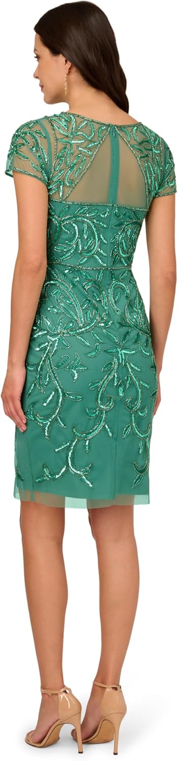 Adrianna Papell Womens Short Cut Out Beaded Sheath - Image 2