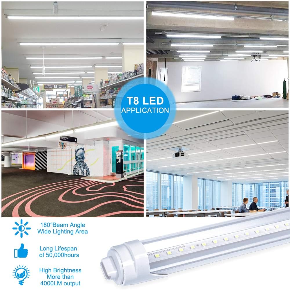Blасk Frіdау - 80% оƒƒ ONLYLUX 8ft Led Bulbs F96t12 HO T12 Led Bulb Replacement R17D Socket Fluorescent Fixtures, 40W 4000LM 6500K Daylight, Clear Lens, Garage Workshop (4 Pack)