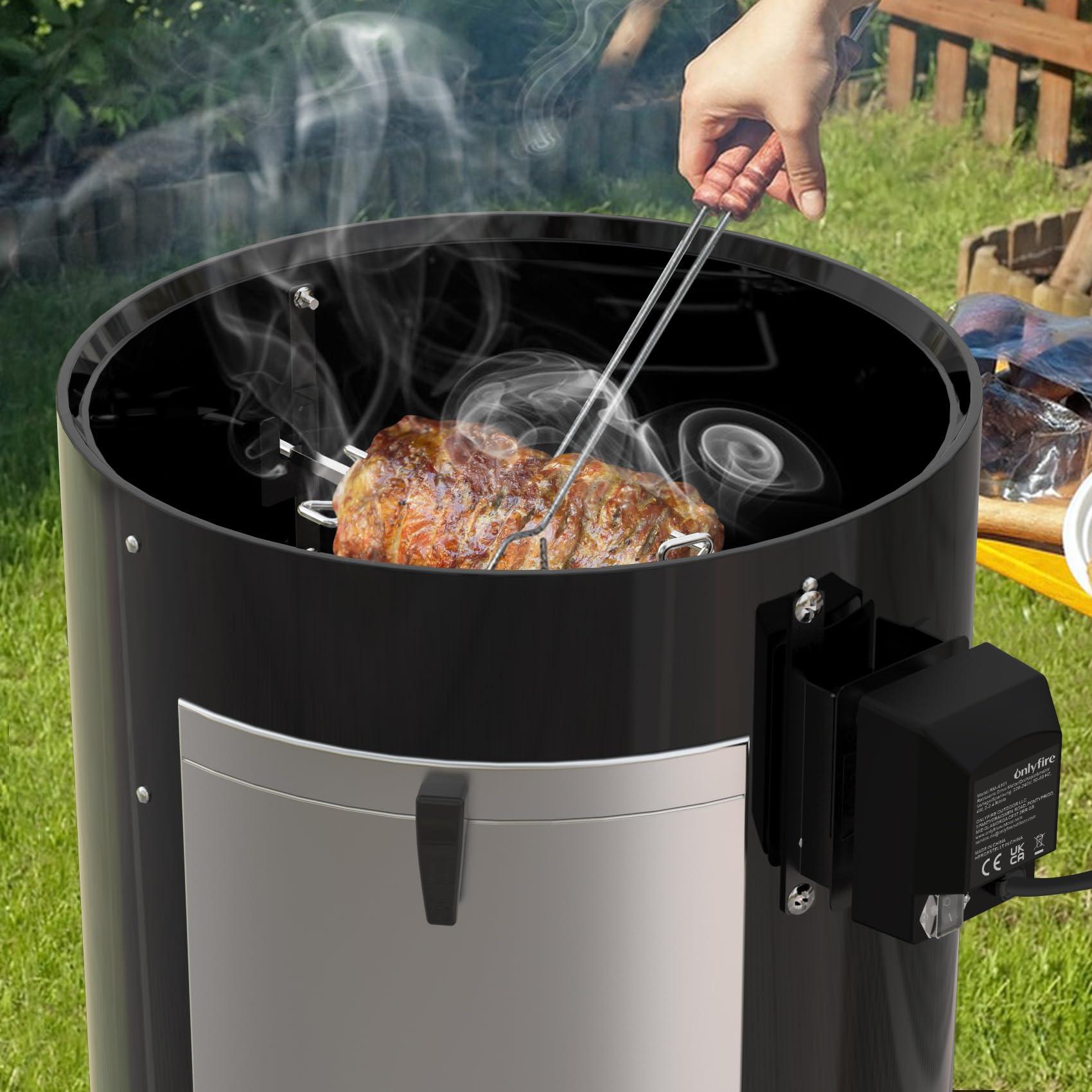 onlyfire BRK-6114 Girarrosto per Barbecue in Acciaio Inox per Weber WSM 47 cm Cooker, 220V - 240V