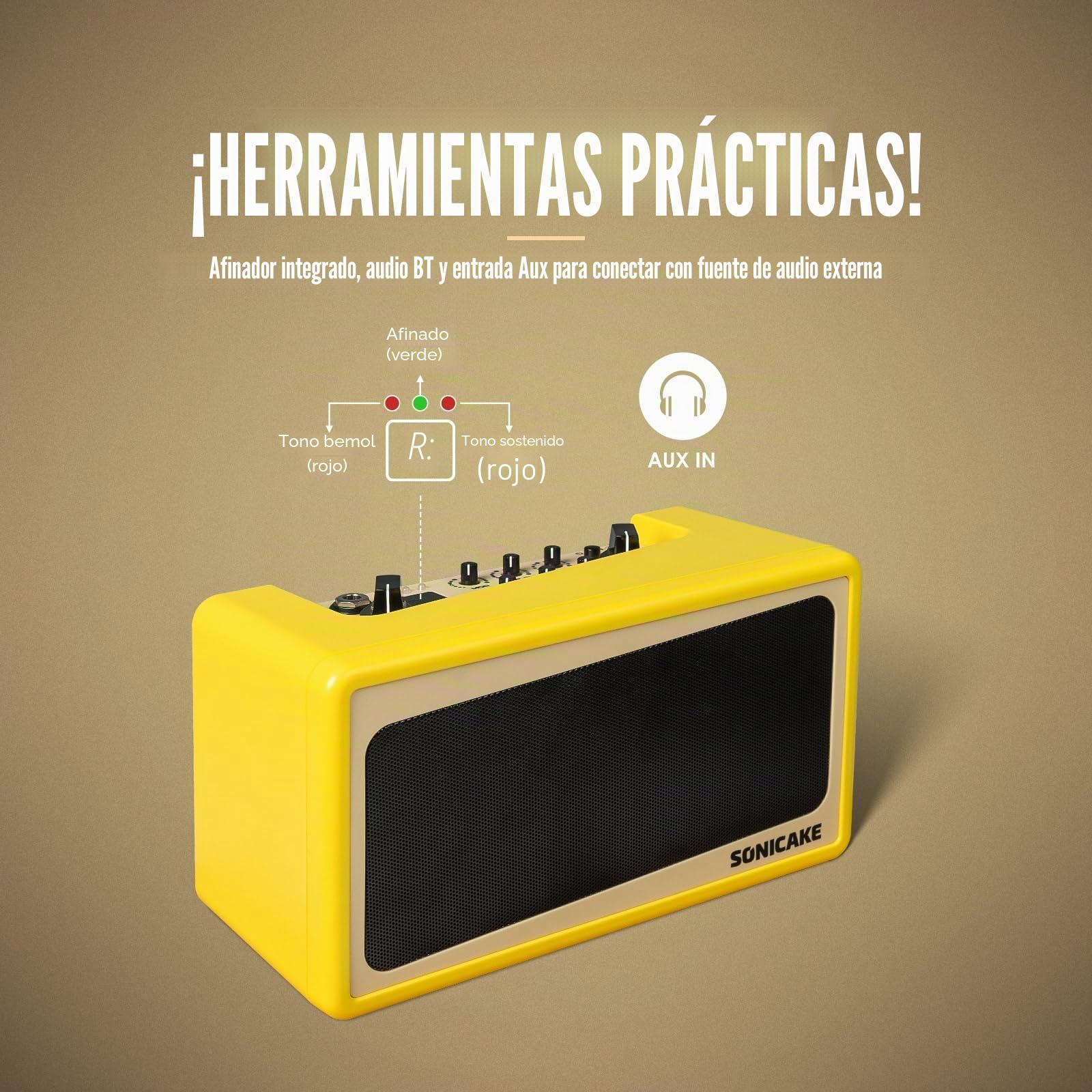 SONICAKE Amplificador de Guitarra Mini Combo Amplificador Bluetooth Multiefecto Amp Toast