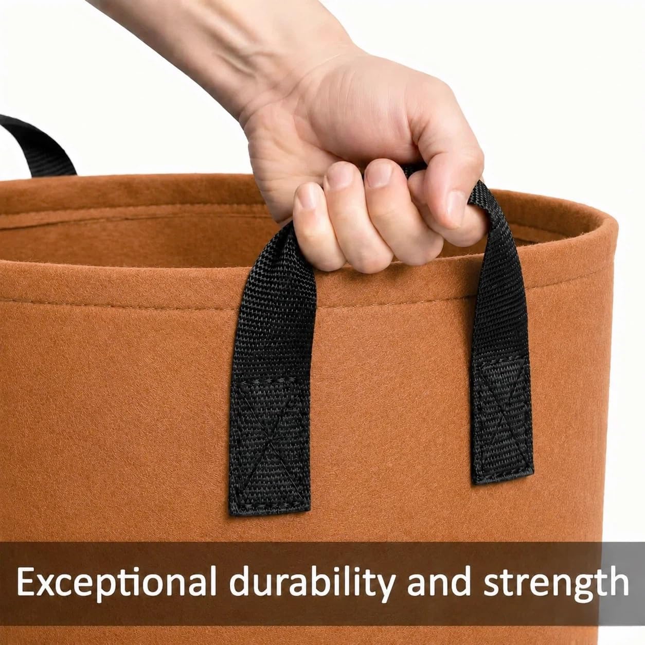 5 Pack 10 Gallon Grow Bags, 280GSM Thickened Nonwoven Heavy Duty Fabric Pots with Reinforced Handles, Breathable Drainage Planters for Potatoes, Tomato, Vegetables and Flowers, Indoor Outdoor Brown