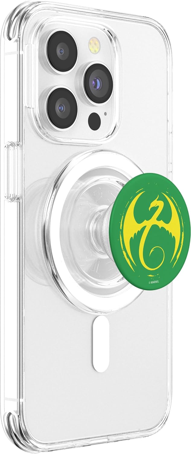 Marvel Iron Fist Logo Green And Yellow PopSockets MagSafe PopGrip for iPhone