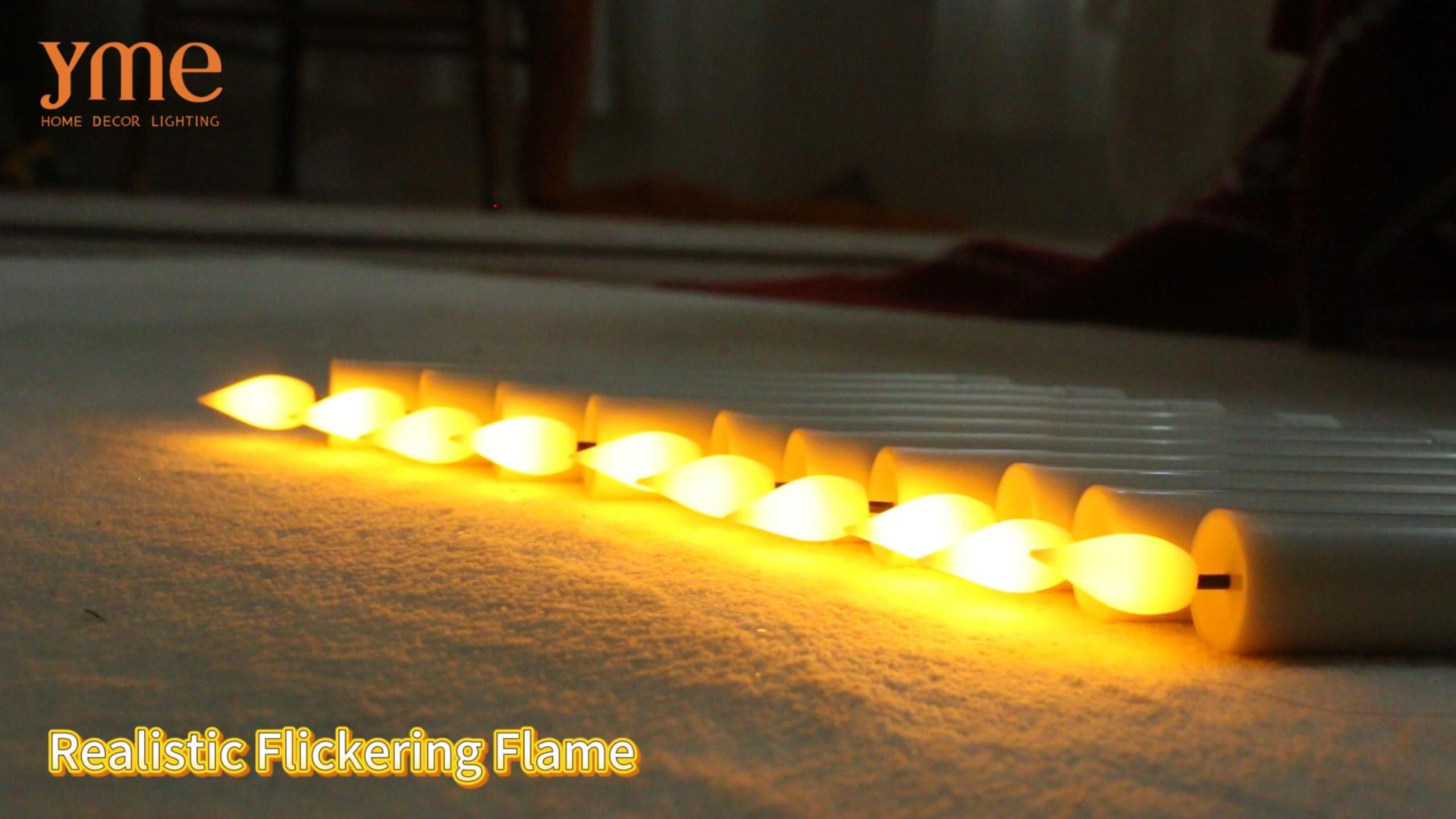 Image of Yme 10 PCS Flameless Taper Candles with Dusk to Dawn Sensor, 7.2 inch Window Candles Battery Operated with Holders, LED Candle Sticks Christmas Window Lights for Christmas Halloween Holiday Home Decor